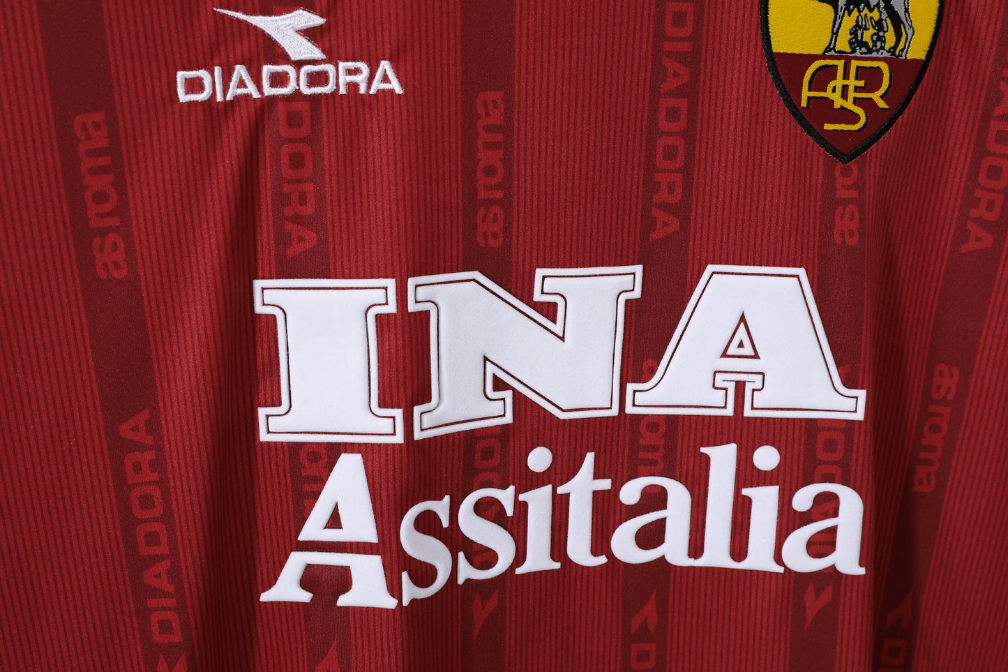 AS Roma 2002-03 Home Jersey by Diadora – INA Assitalia Edition