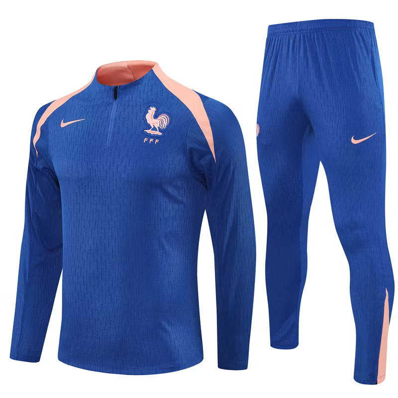 Frankrijk 1/4 Zip Kids Kids Tracksuits 25/26 Blauw
