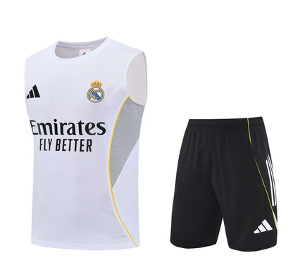 Real Madrid Sleeveless Training Kit – Emirates Fly Better Edition