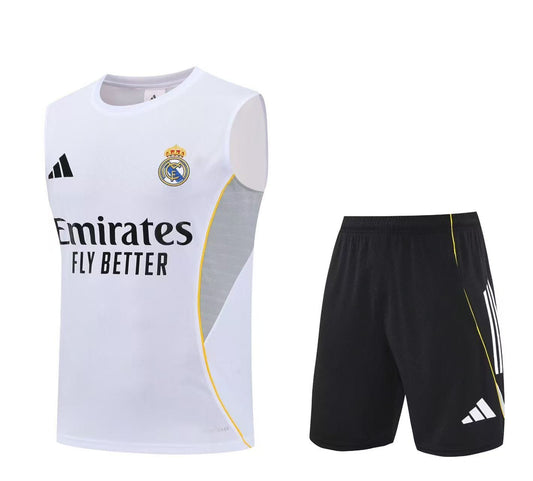 Real Madrid Sleeveless Training Kit – Emirates Fly Better Edition