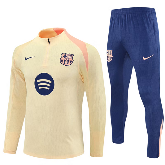FC Barcelona 1/4 Zip Kids Tracksuits 25/26 Beige