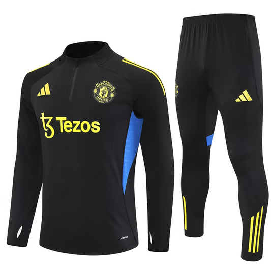 Man United 1/4 Zip Kids Tracksuits 25/26 Zwart
