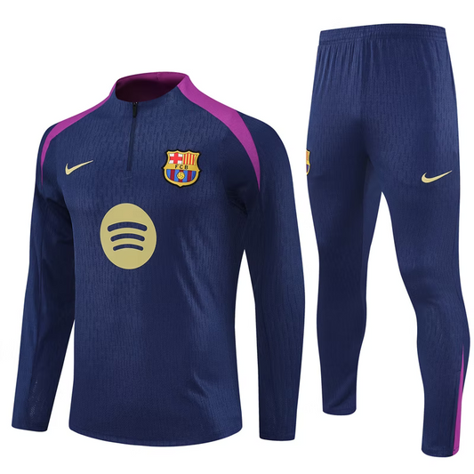 FC Barcelona 1/4 Zip Kids Tracksuits 25/26 Donkerblauw