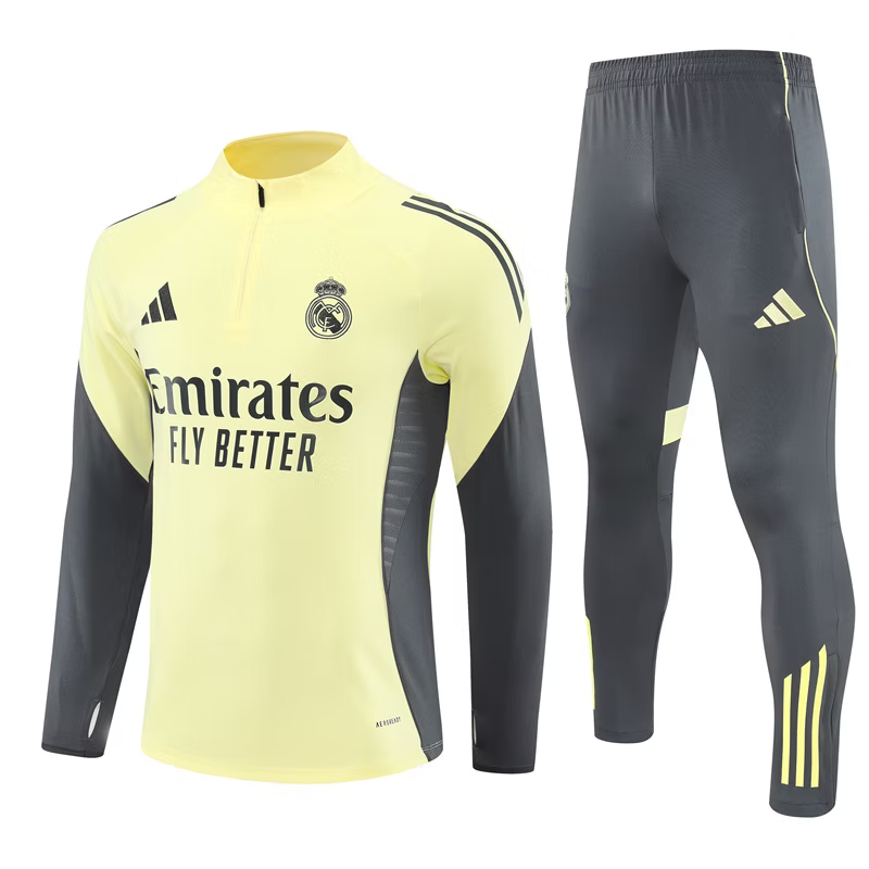 Real Madrid 1/4 Zip Kids Tracksuits 25/26 Geel
