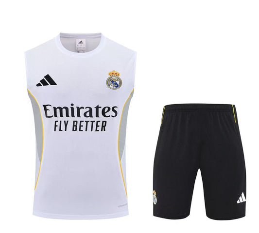 Real Madrid Sleeveless Training Kit – Emirates Fly Better Edition